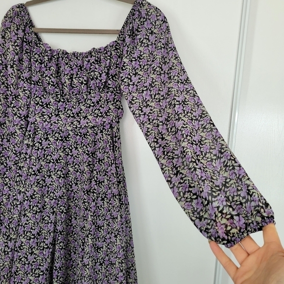 Blush & Day Black Floral Tiered Babydoll Mini Dress M Dark Romantic‎ Whimsigoth - Picture 8 of 14